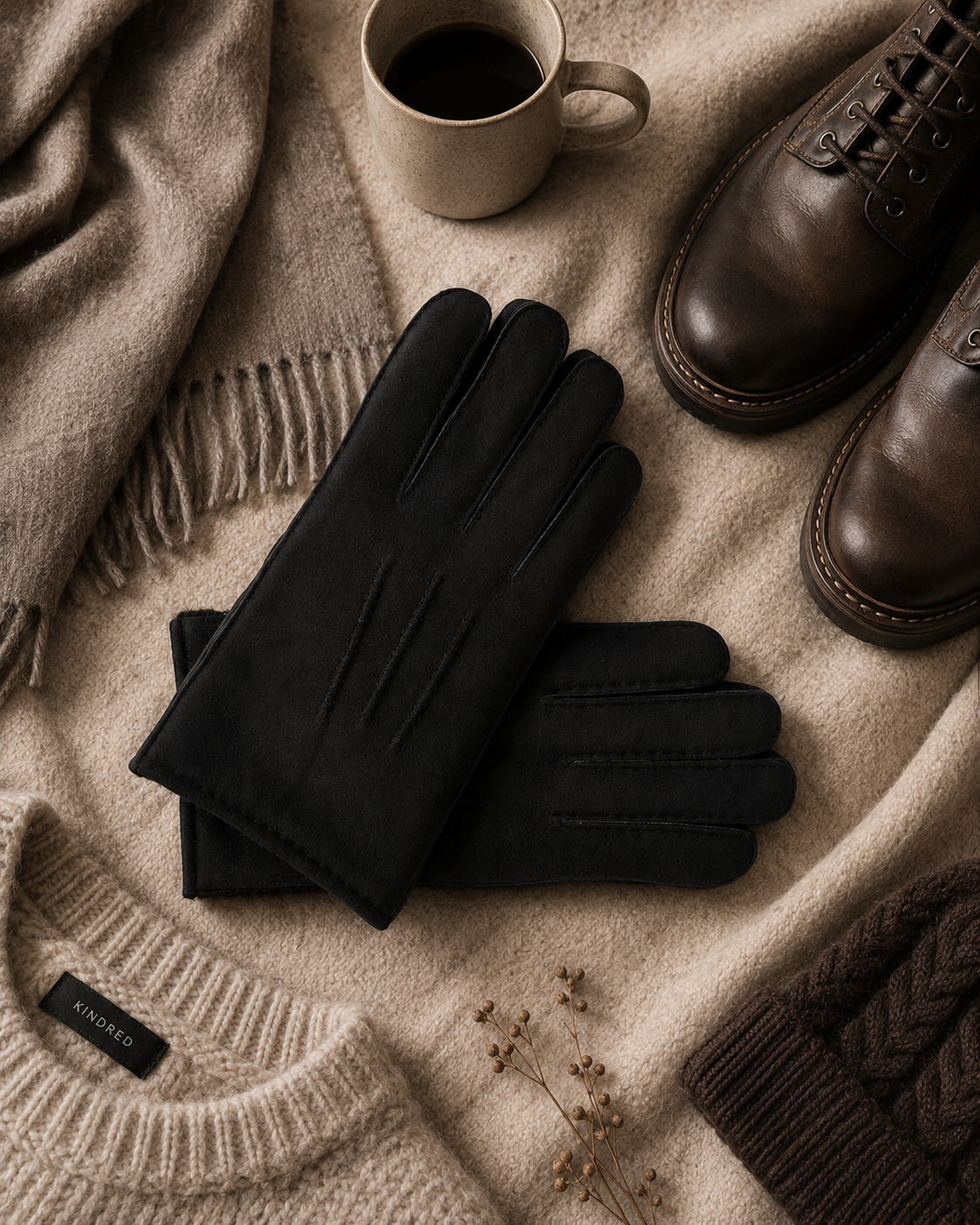 Woolsy Men’s Classic Shearling Gloves - Black