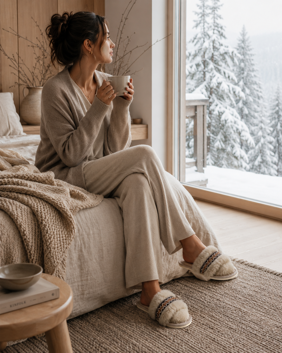 Woolsy Embroidery Shearling Slipper
