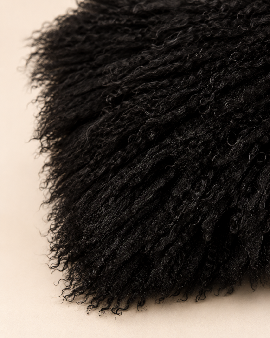 Woolsy Mongolian Sheepskin Pillow — Black