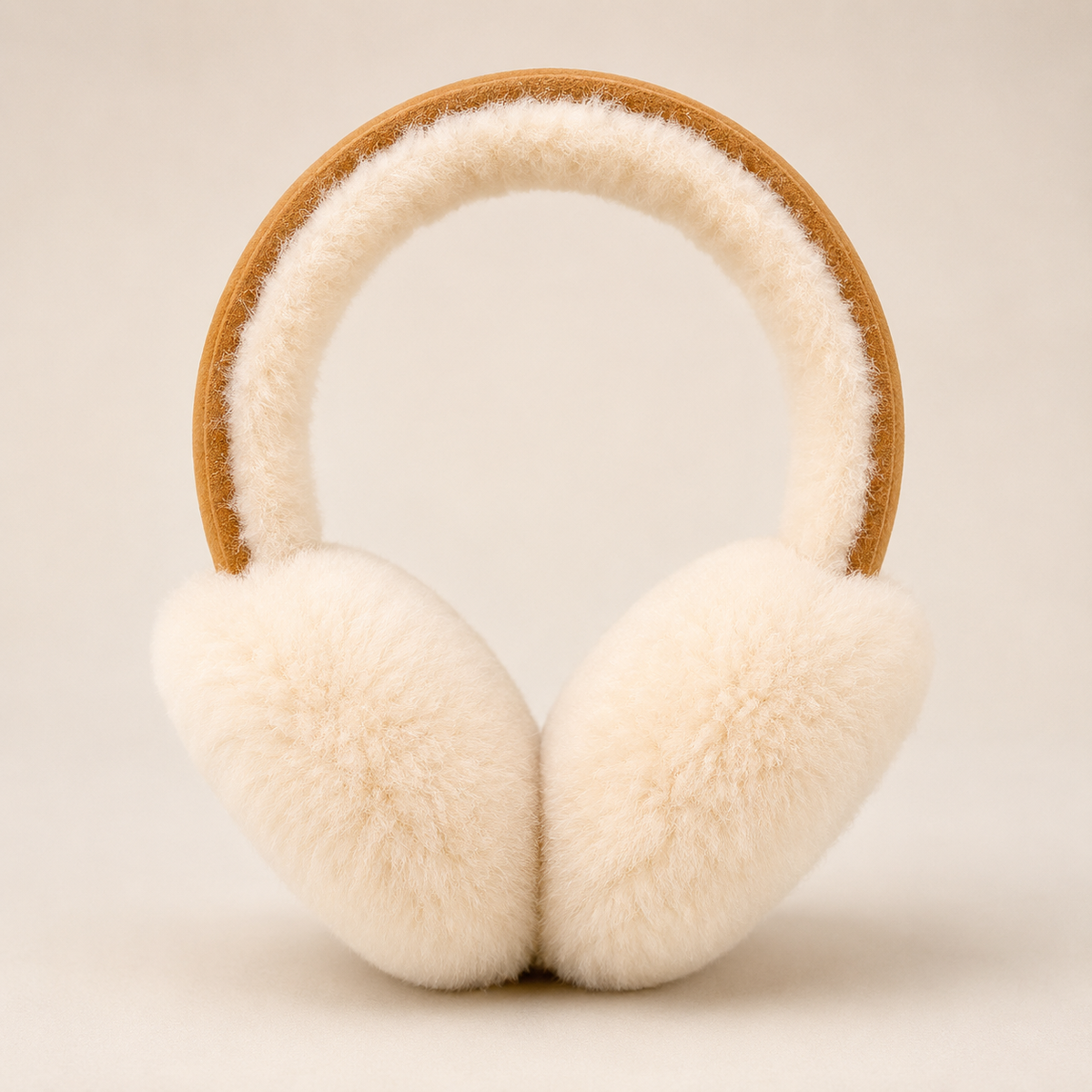 Woolsy Shearling Embroidery Earmuffs in Chestnut — front view #color_chestnut