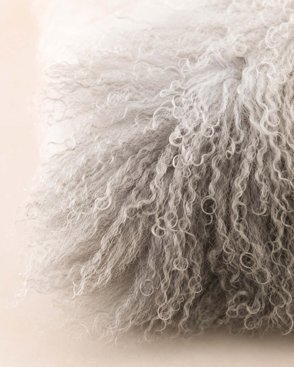 Woolsy Mongolian Sheepskin Pillow — Ombre Grey