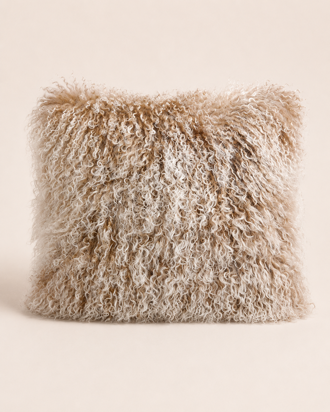 Woolsy Mongolian Sheepskin Pillow — Mocha Snow Top
