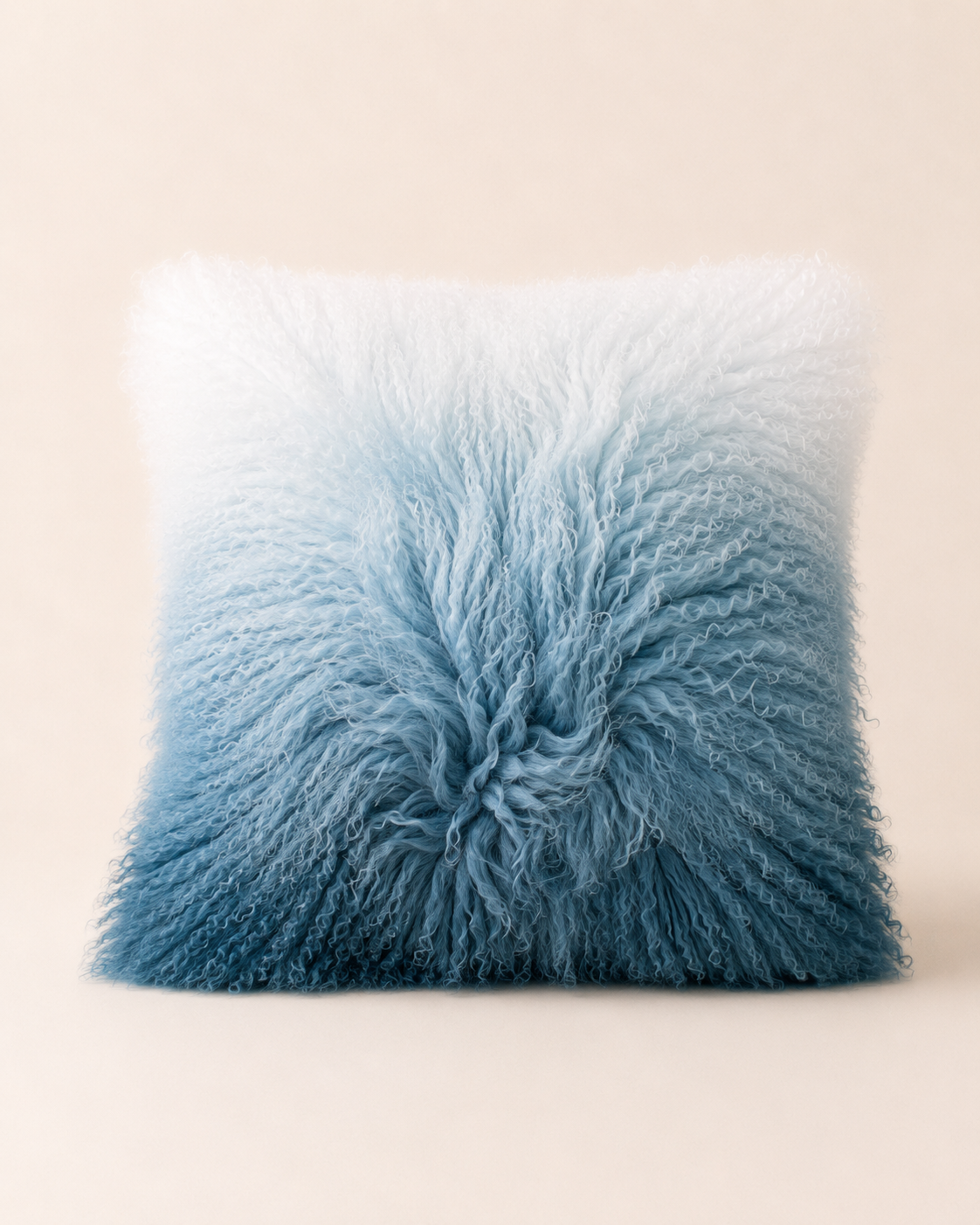 Woolsy Mongolian Sheepskin Pillow — Ombre Blue