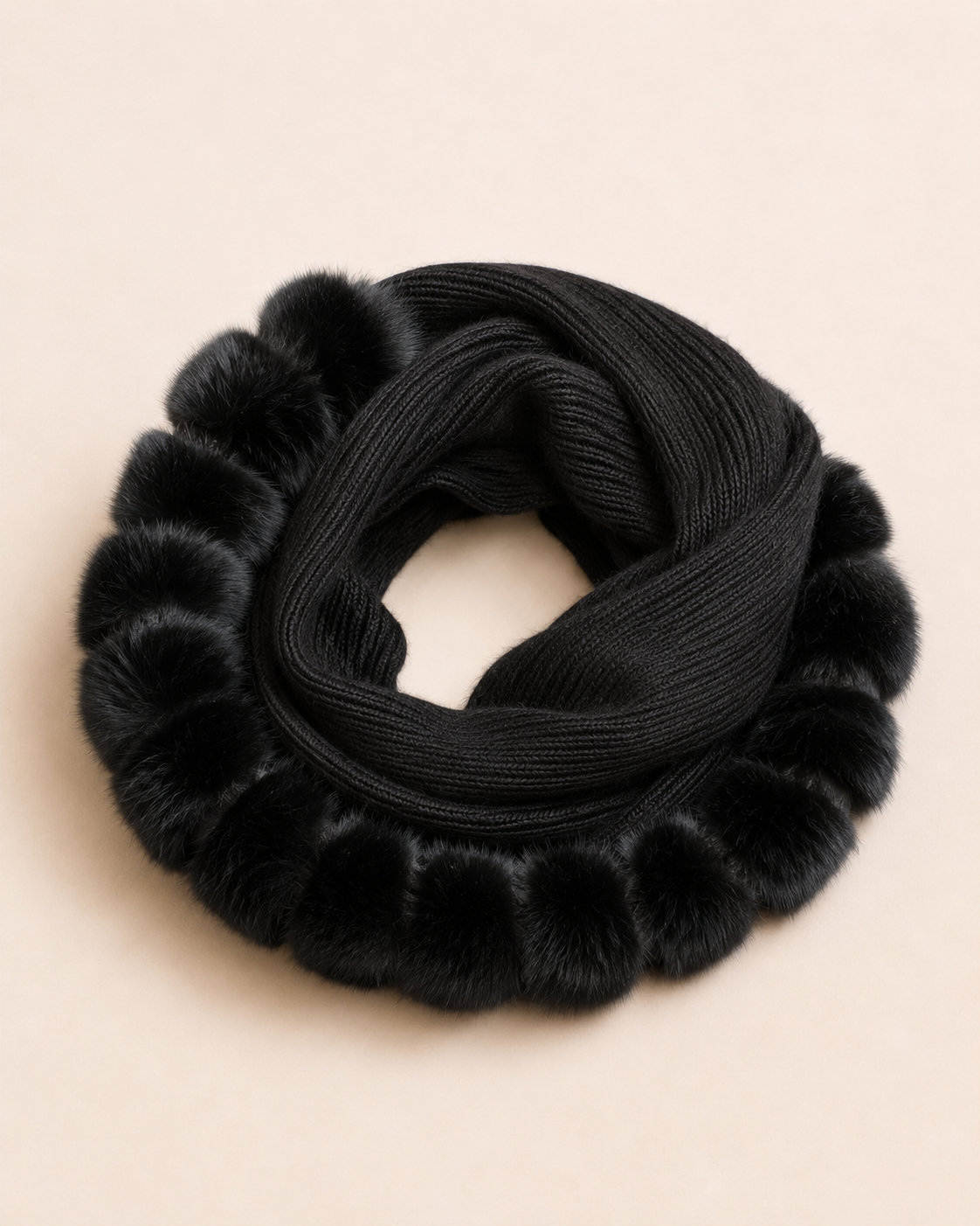 Woolsy Cashmere Infinity Scarf — Black Fox Trim