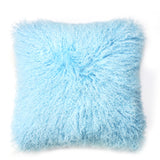 BLUE MONGOLIAN SHEEPSKIN FUR PILLOW 16X16
