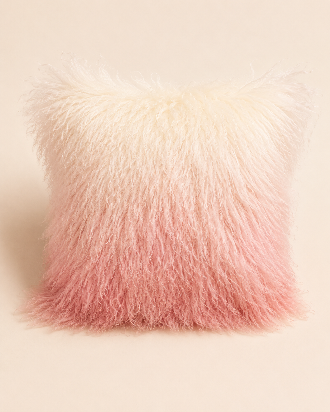 Woolsy Mongolian Sheepskin Pillow — Ombre Pink