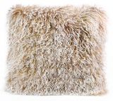 MONGOLIAN SHEEPSKIN FUR PILLOW - MOCHA SNOW TOP