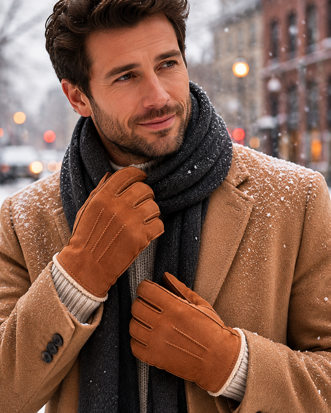 Woolsy Men’s Classic Shearling Gloves - Chestnut