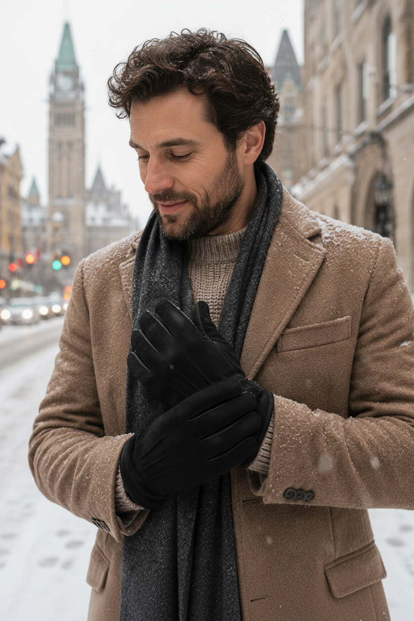 Woolsy Men’s Classic Shearling Gloves in Black