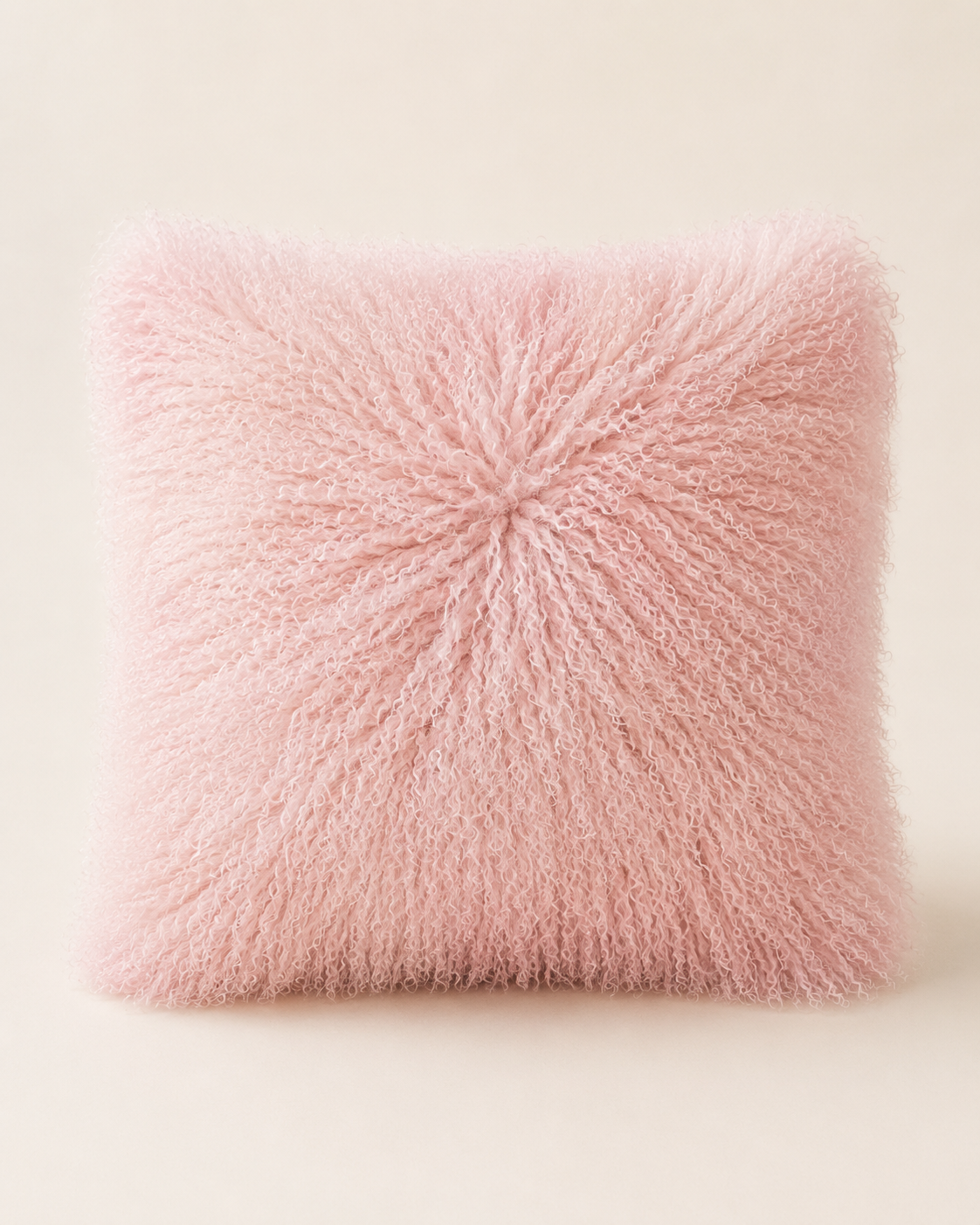 Woolsy Mongolian Sheepskin Pillow — Pink