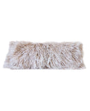 MONGOLIAN SHEEPSKIN FUR PILLOW - MOCHA SNOW TOP