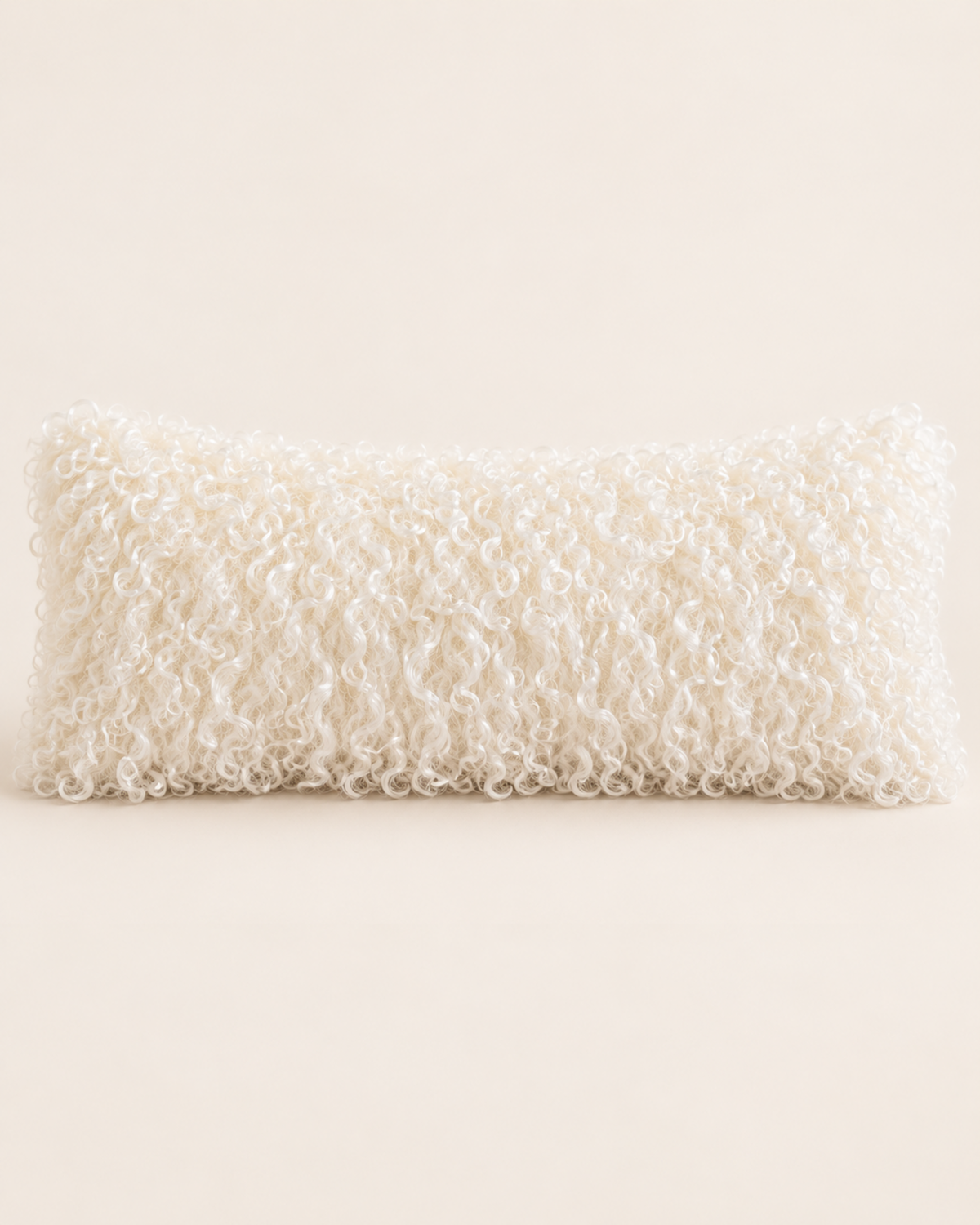 Woolsy ivory Mongolian sheepskin cushion, 12 x 32 product shot