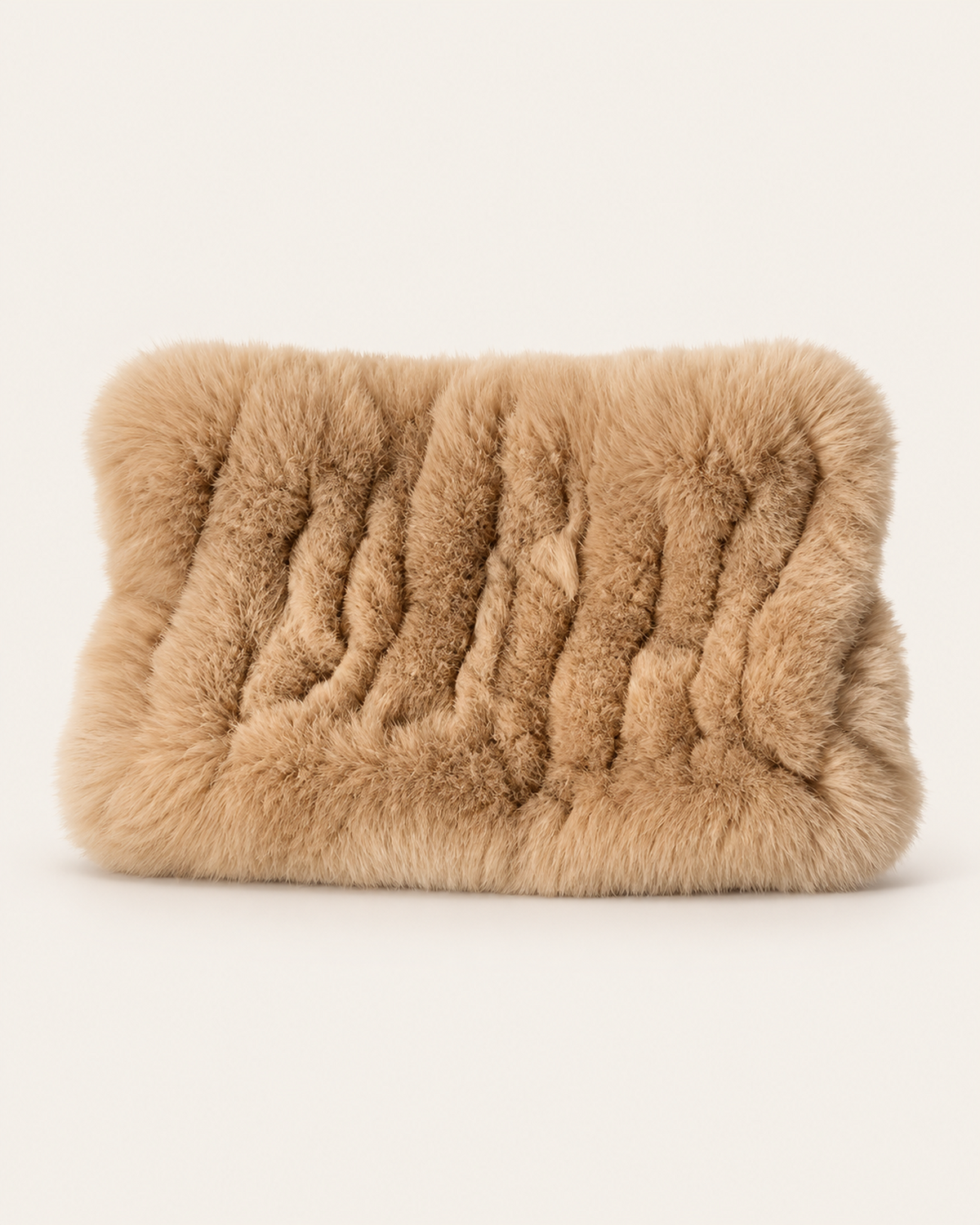 Woolsy Rex Rabbit Fur Versatile Headband and Neck Warmer in Oat — front product shot #color_oat