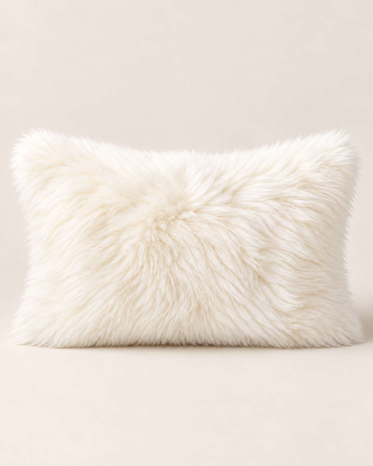 Woolsy Australian sheepskin cushion in Ivory, 12 x 20 inches, front view
