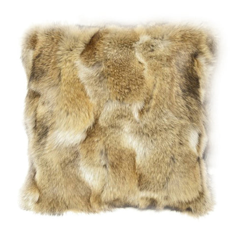 COYOTE FUR PATCH PILLOW 16X16