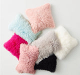 BLUE MONGOLIAN SHEEPSKIN FUR PILLOW 16X16