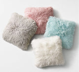 BLUE MONGOLIAN SHEEPSKIN FUR PILLOW 16X16