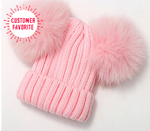 Knitted Double Pom Pom Hat