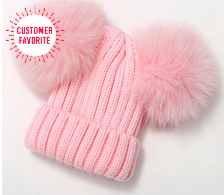 Knitted Double Pom Pom Hat